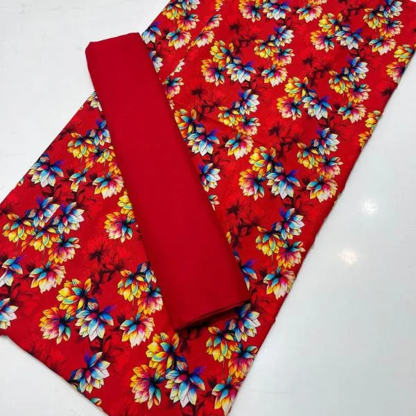 2 Pcs Women's Unstitched Digital Print Suit