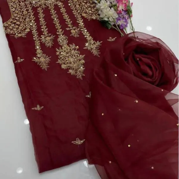 2 Pcs Women's Unstitched Embroidered Suit