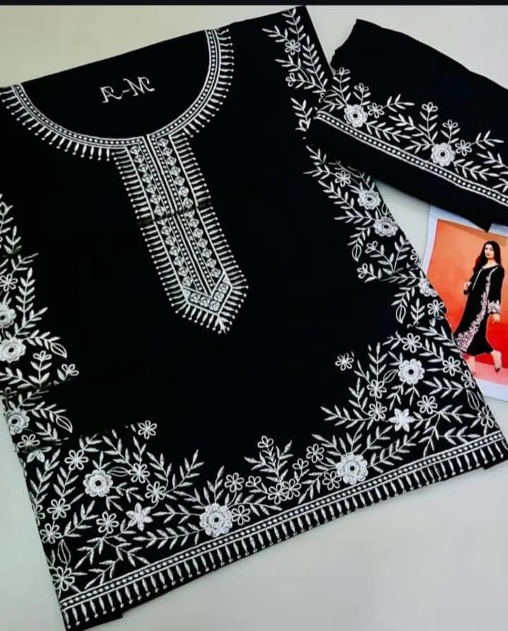 2 Pcs Women's Unstitched Embroidered Suit