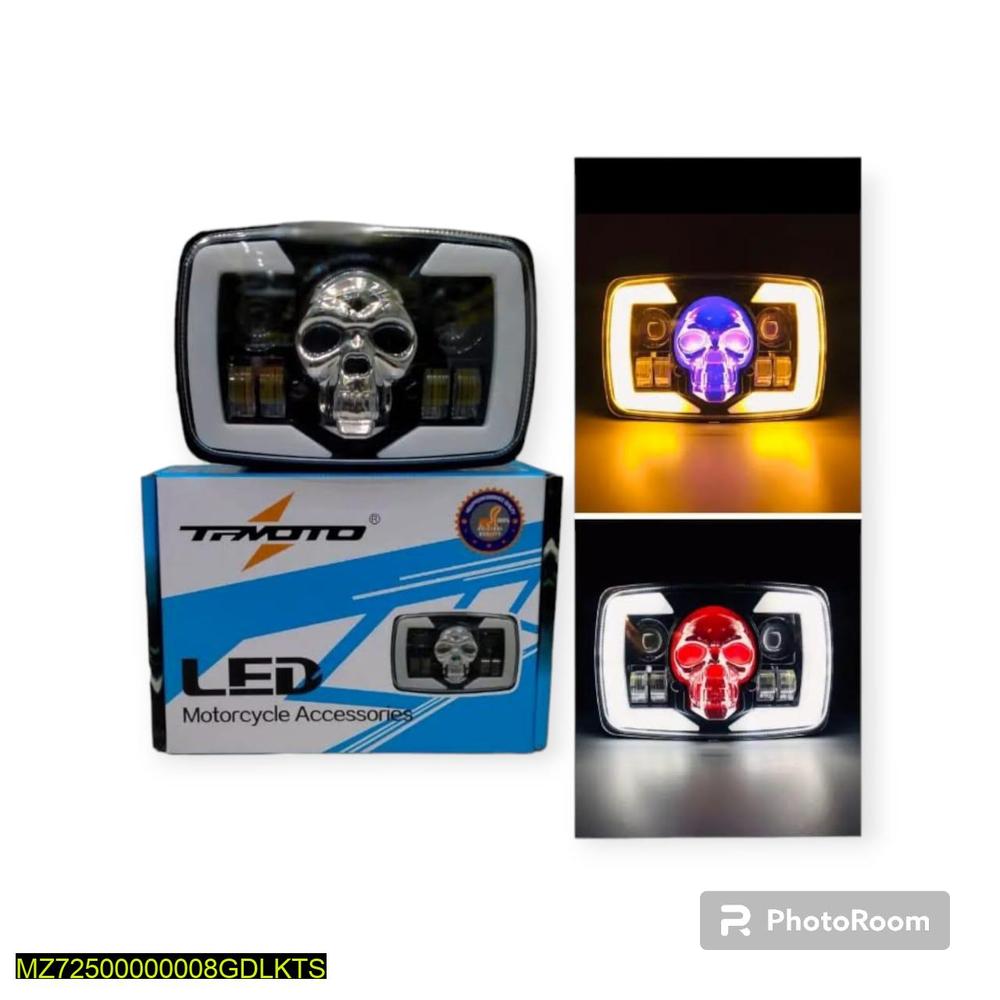 1 Pc Multifunction Led Headlight Beam Skull Style For Motorcycle