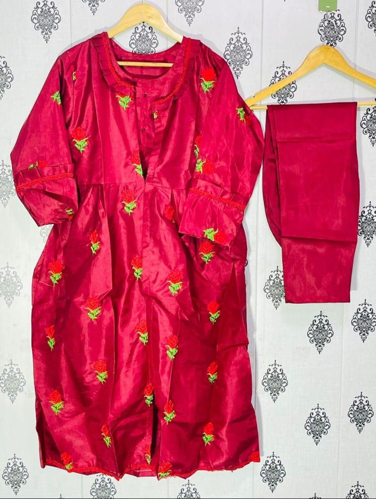 Red Embroidered 3-Piece Wedding Gown Set