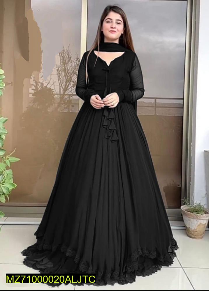 Black Chiffon 3-Piece Maxi Suit for Women