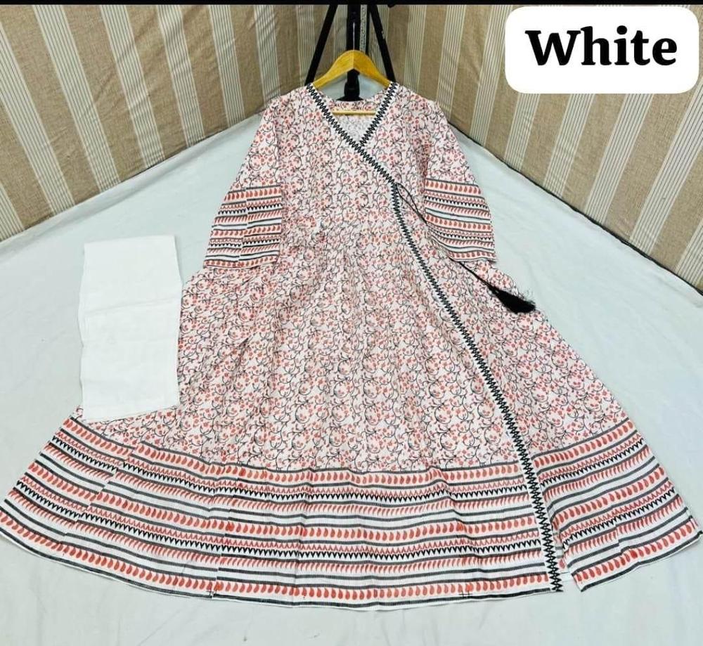 2 Pcs Women's Stitched Linen Printed Maxi And Trouser