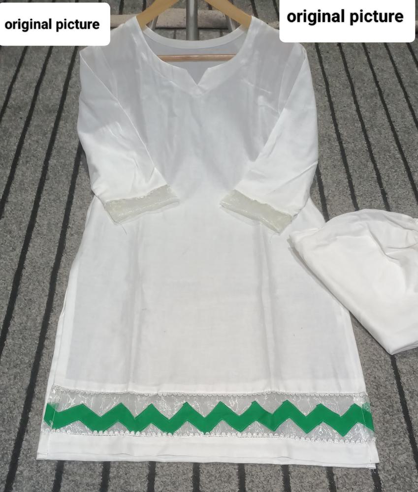 2 Pcs Women's Stitched Cotton Lawn Plain Shirt And Trouser