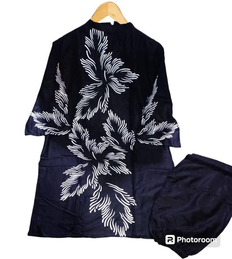 2 Pcs Women's Stitched Linen Printed Shirt And Trouser