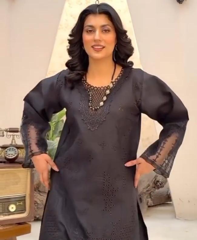 2 Pcs Women's Stitched Linen Embroidered Shirt And Trouser