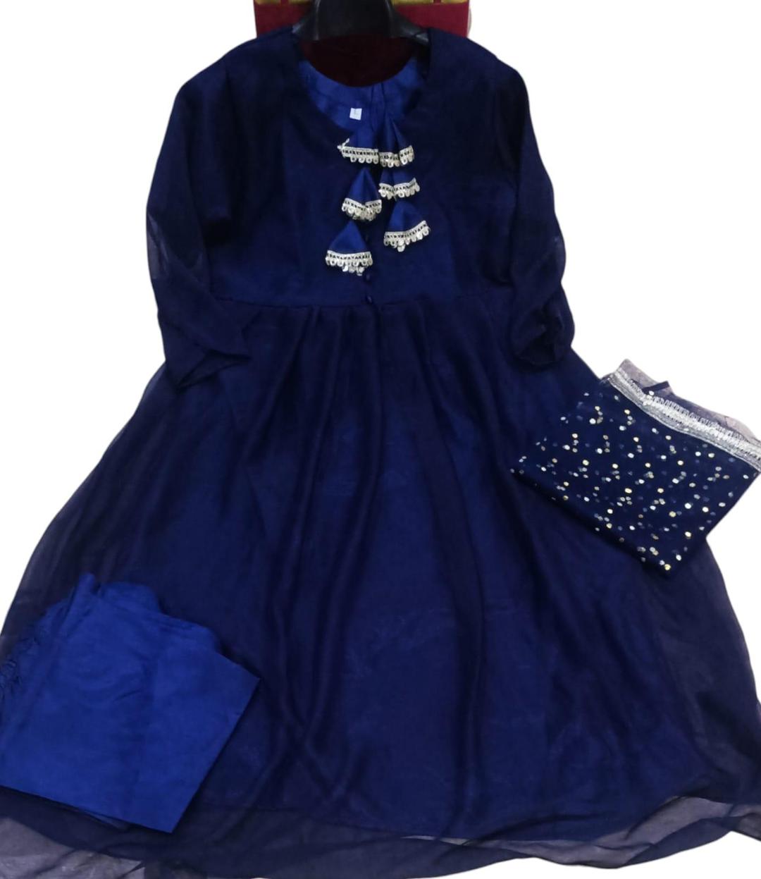 3 Pcs Women's Stitched Chiffon Plain Maxi Suit