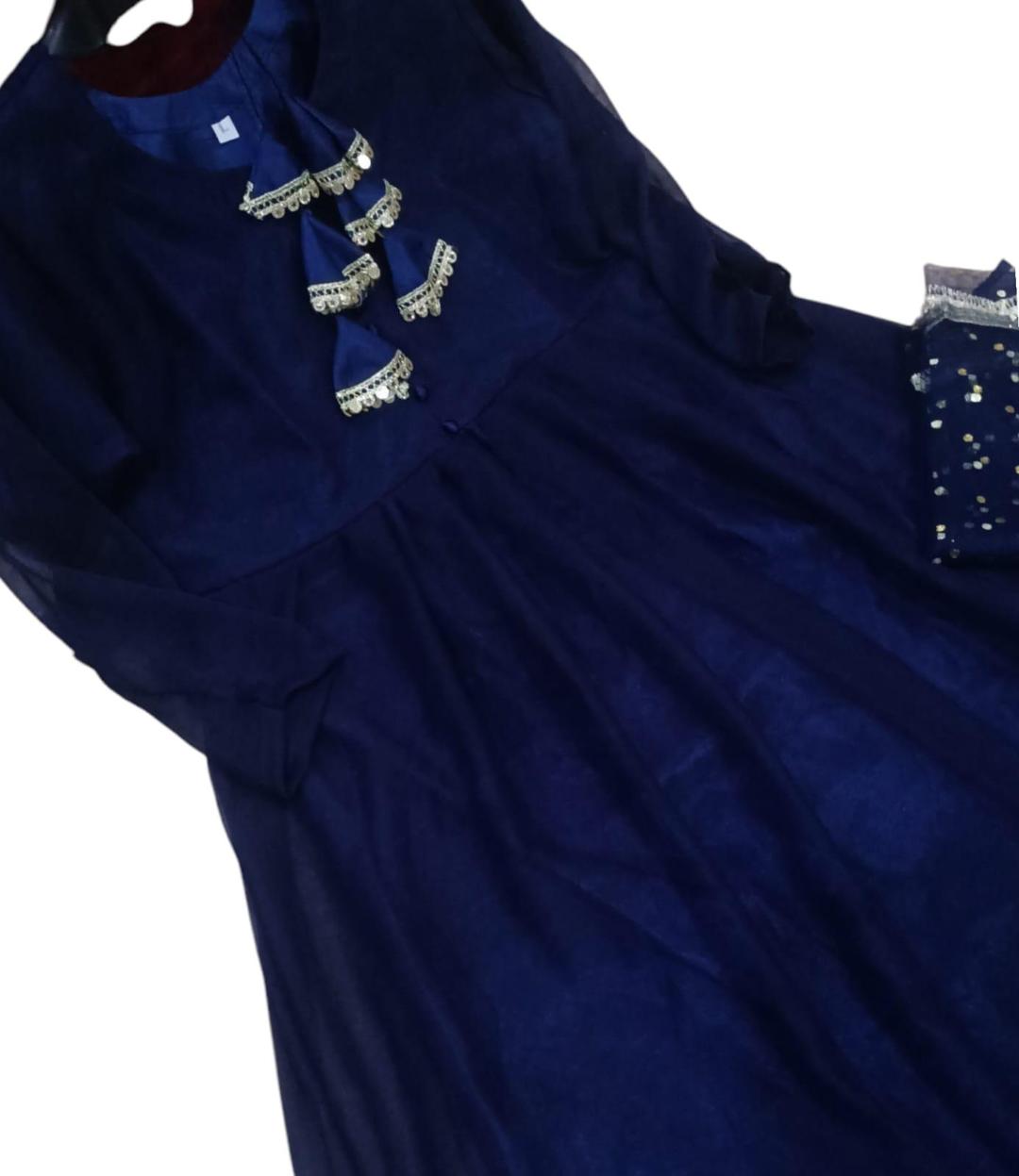 3 Pcs Women's Stitched Chiffon Plain Maxi Suit