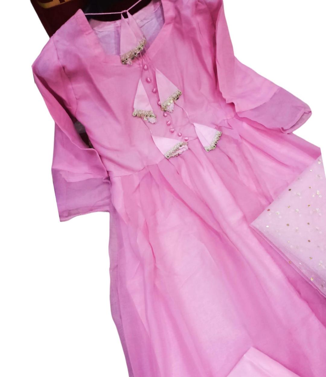 3 Pcs Women's Stitched Chiffon Plain Maxi Suit