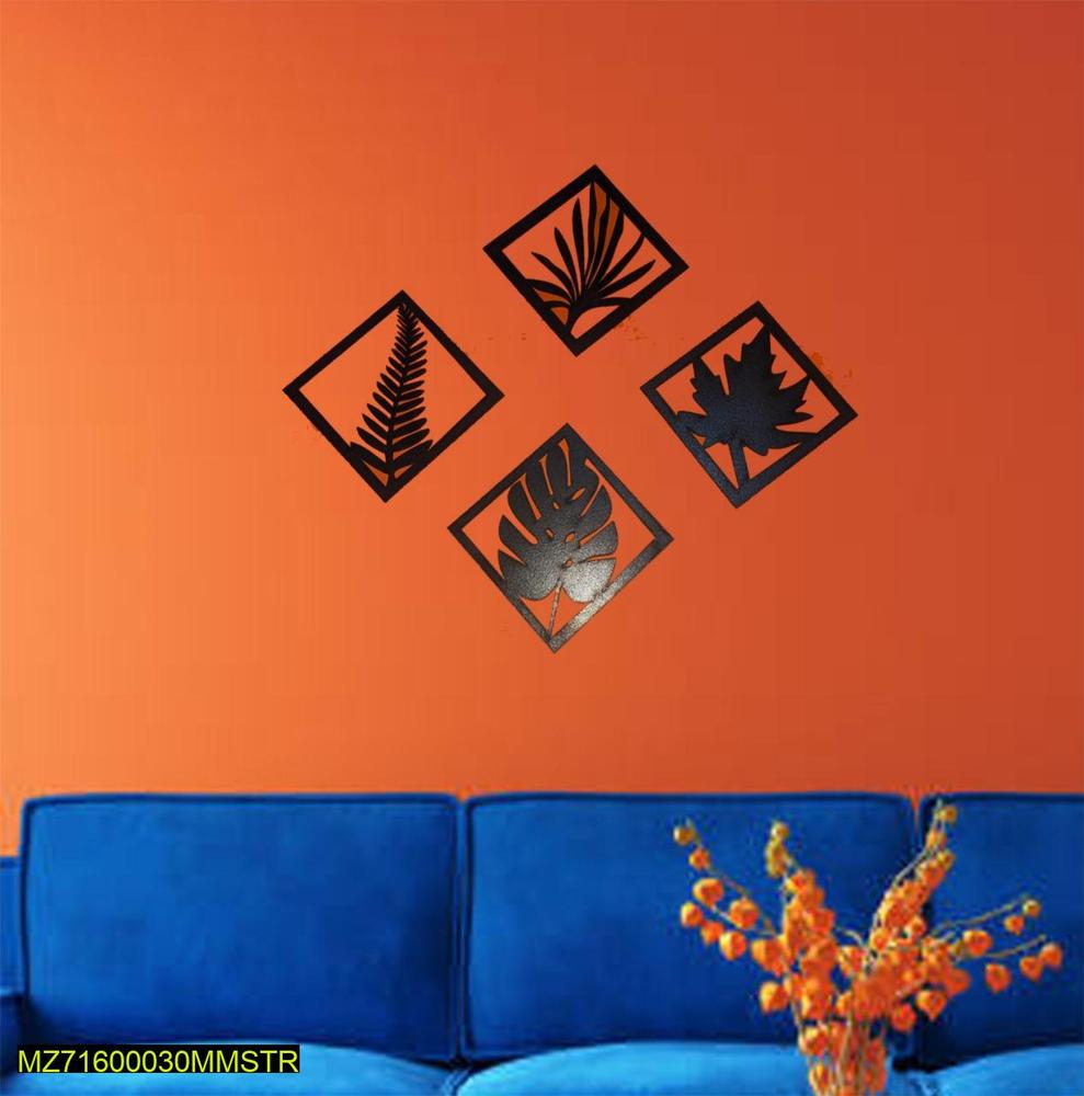 Modern Leaf MDF Wall Hanging Frame, Pack Of 4