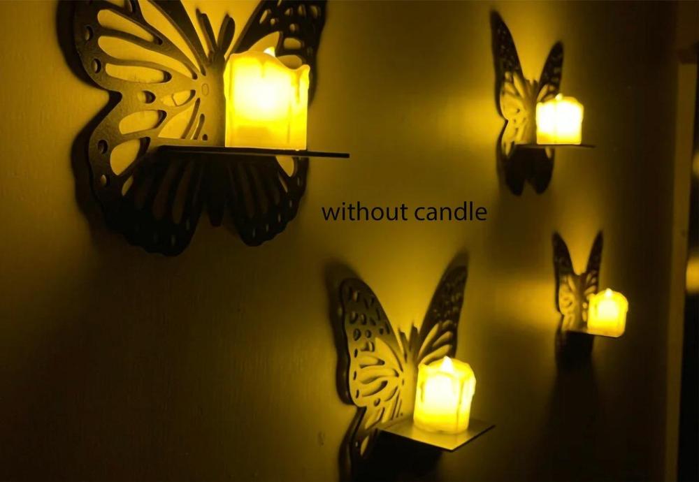 5 Pcs Modern 3D Butterfly Art MDF Wall Hanging Frame Set With Shelf