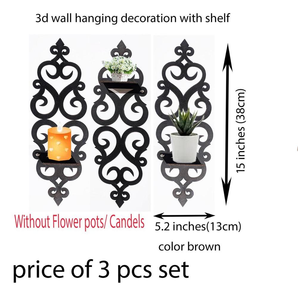 Wall Hanging Decoration With Shelf, Pack Of 3