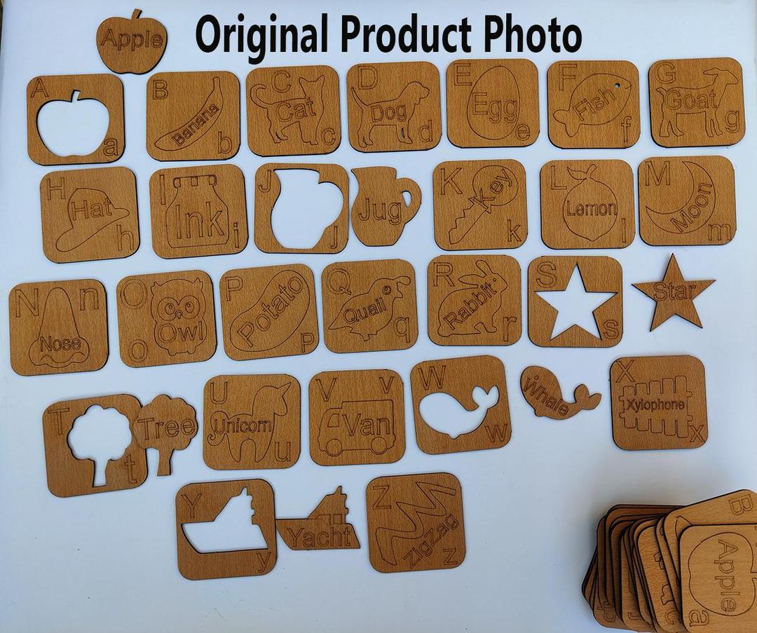 Wood Alphabets Stencil Drawing Kit, Pack Of 26