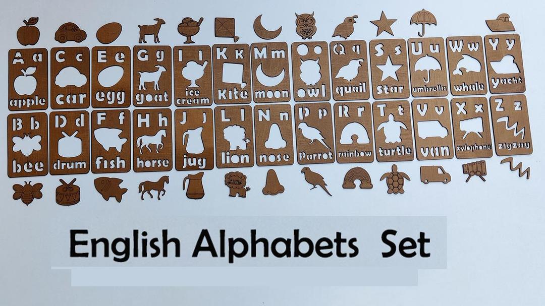 26 Pcs Multicolor Wooden Counting Tracing Slates