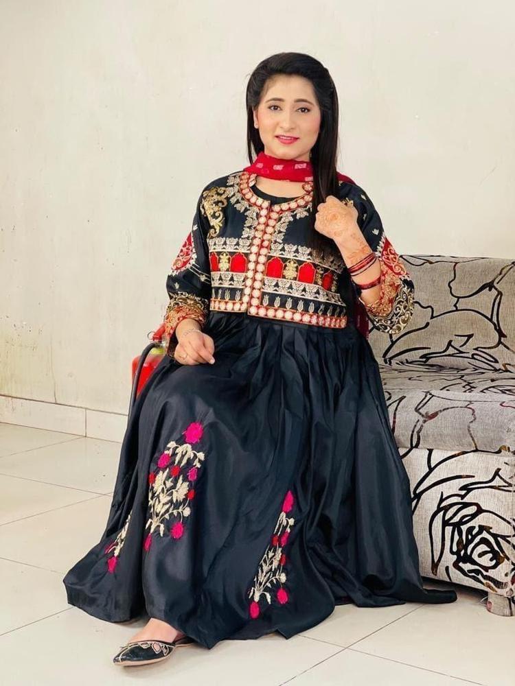 Women's Stitched 3 Pcs Embroidered Katan Silk Maxi Set - Black