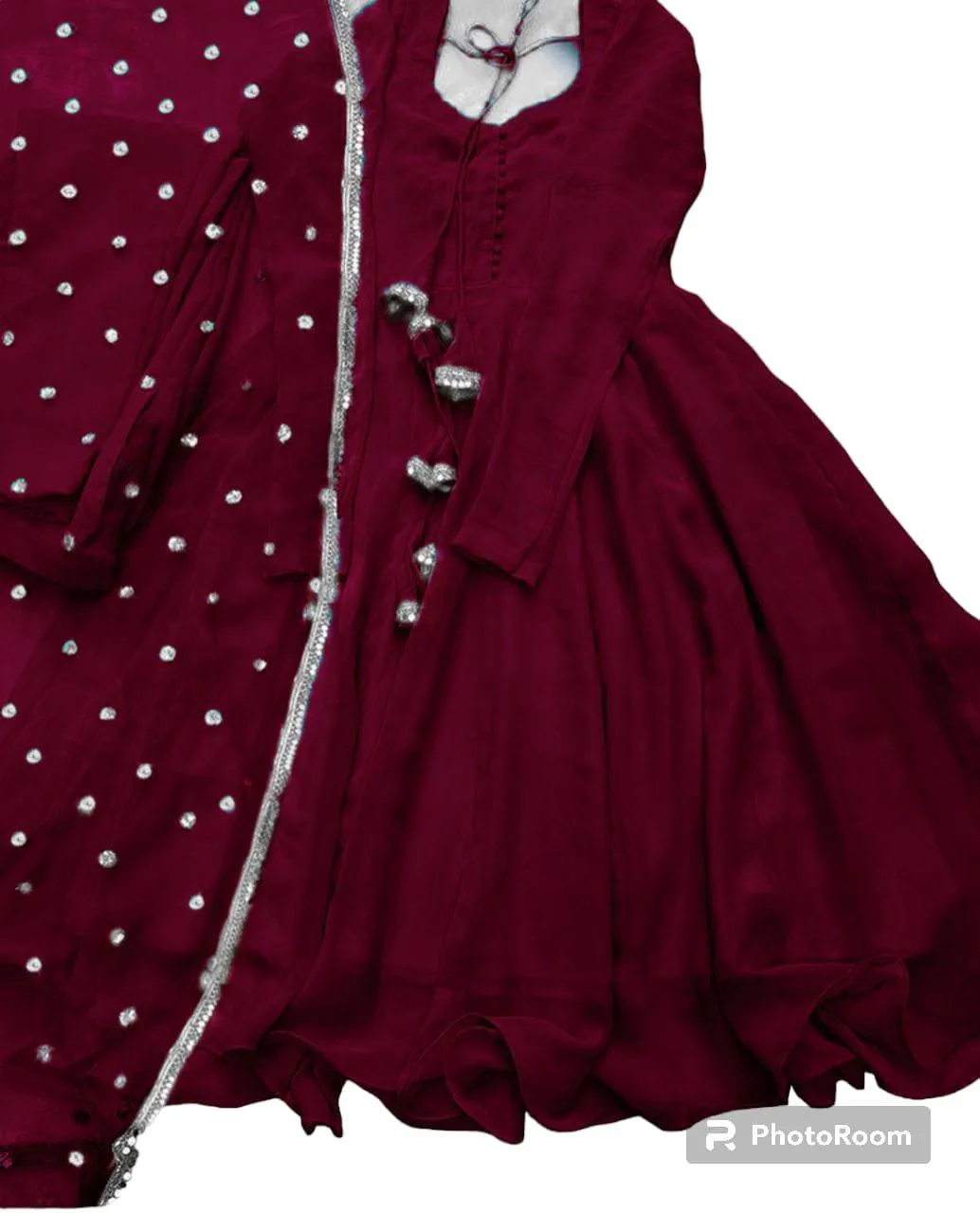 3 Pcs Women's Stitched Chiffon Plain Maxi Suit