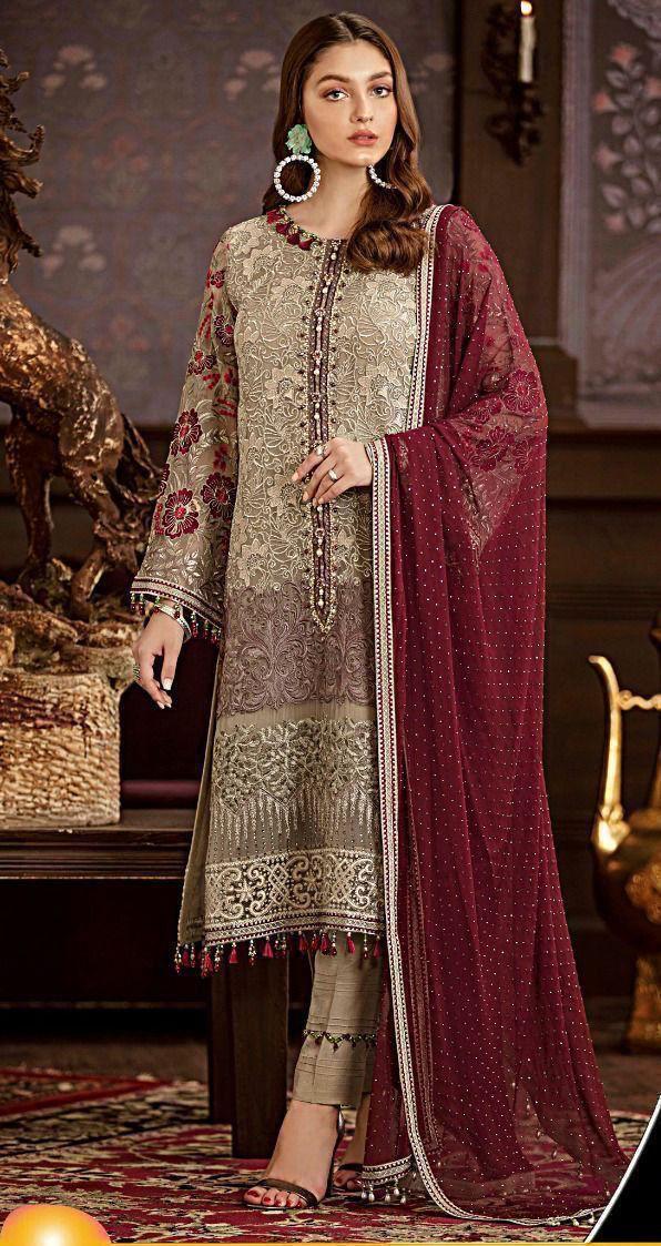 3 Pcs Women's Unstitched Embroidered Suit