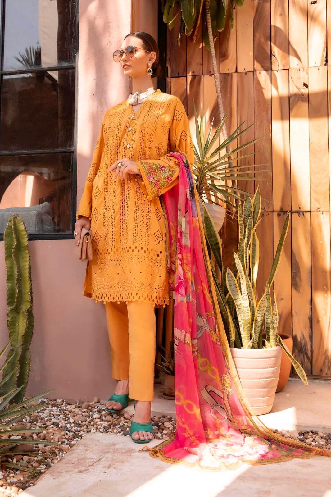 3 Pcs Women's Unstitched Chikankari Embroidered Suit