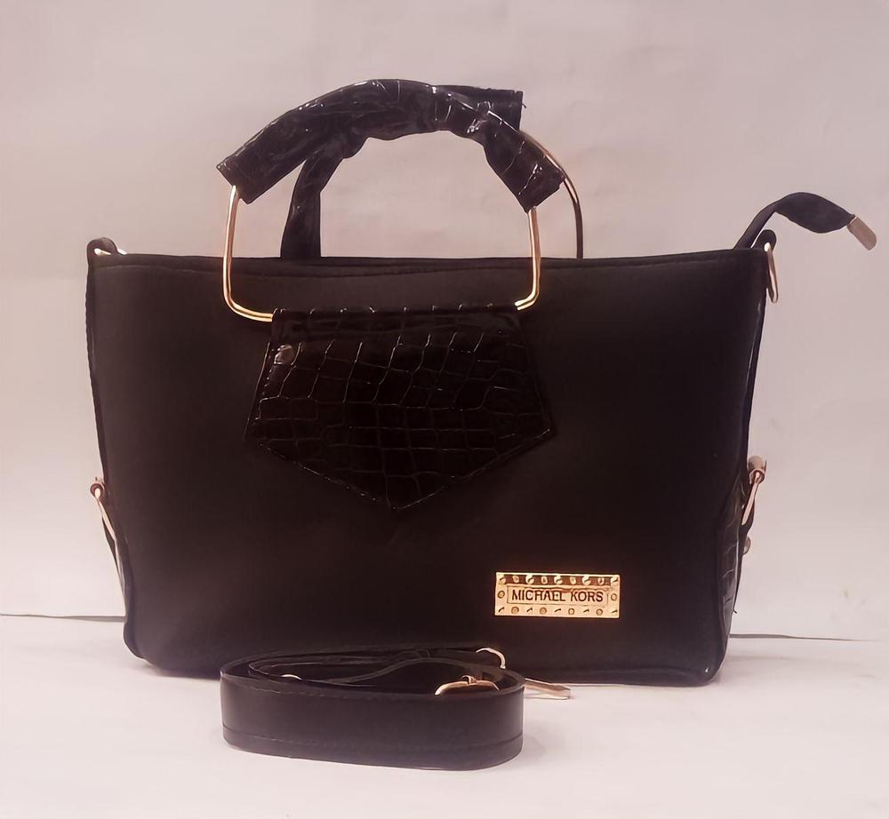 Women's PU Leather Plain Top Handle Hand Bag