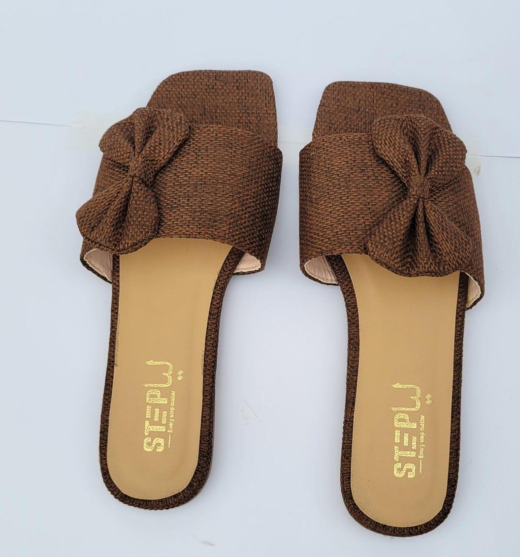 Stylish Women's Brown Leather Casual Flats - 1 Pcs