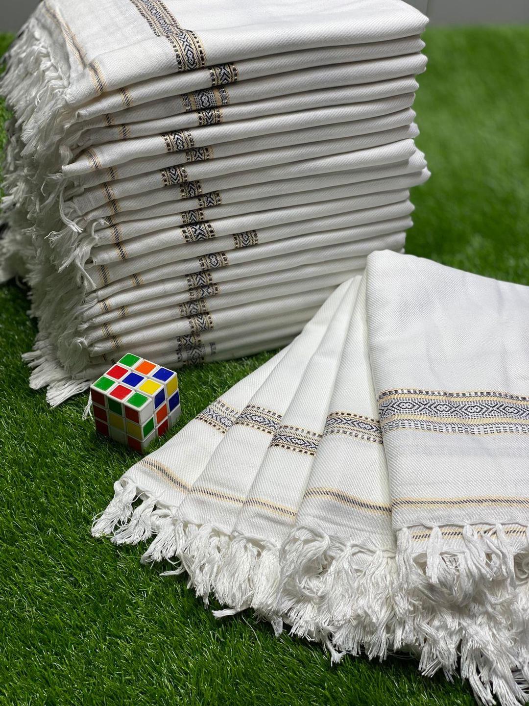 Luxurious Pashmina Wool Shawl - 1 Pc Off White Plain Design