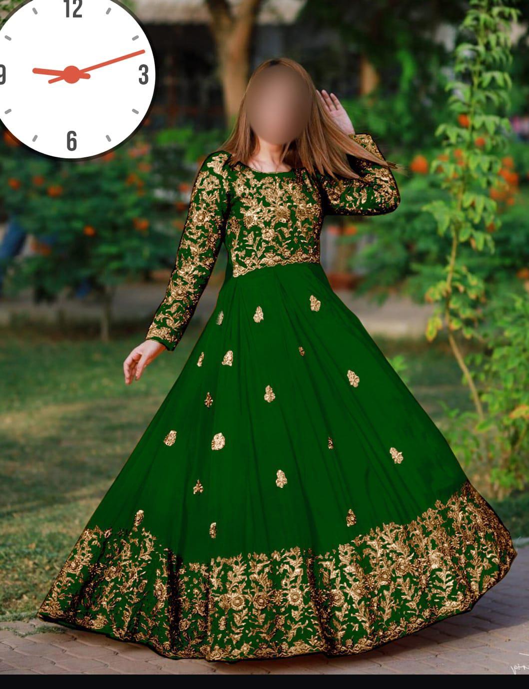 2 Pcs Women's Stitched Katan Silk Embroidered Maxi And Trouser