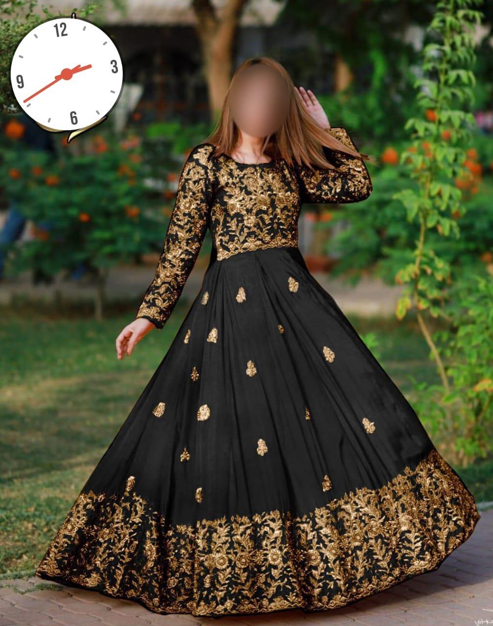 Elegant 2 Pcs Women's Stitched Maxi Suit in Silk with Embroidered Design