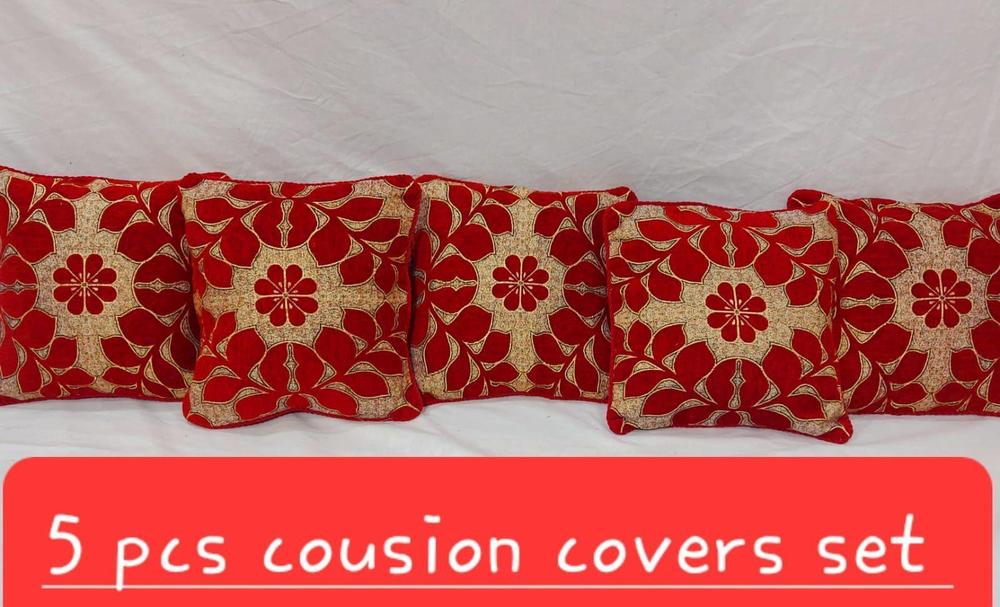 5 Pcs Velvet Jacquard Printed Cushion Cover -