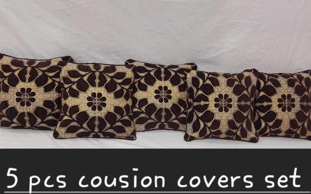 5 Pcs Velvet Jacquard Printed Cushion Cover -