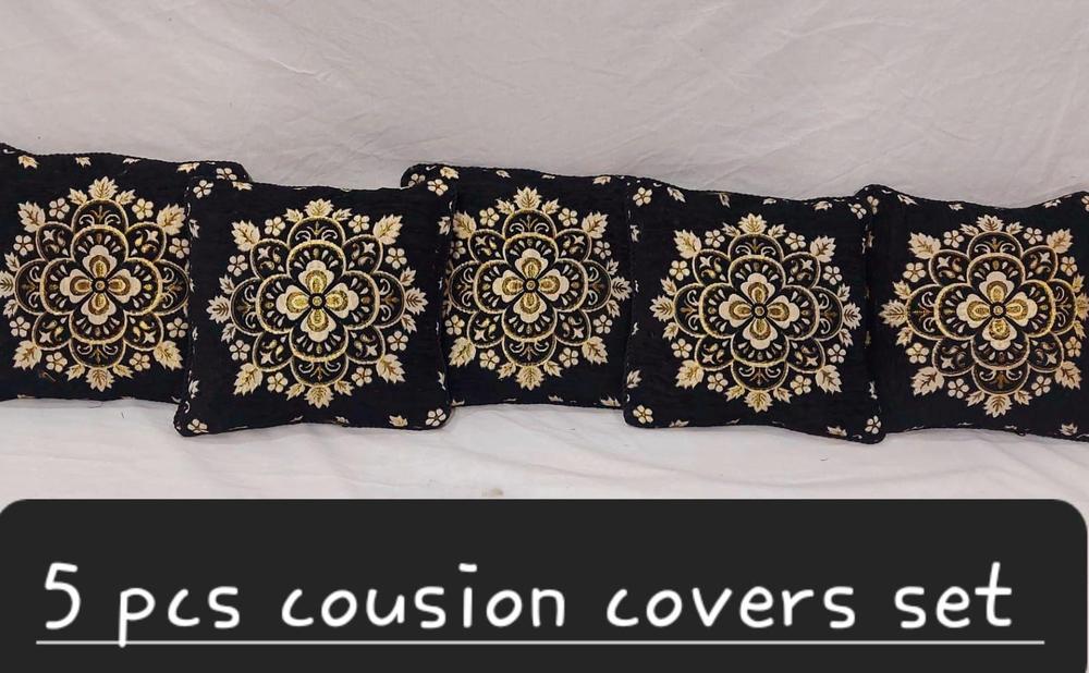 5 Pcs Velvet Jacquard Printed Cushion Cover -