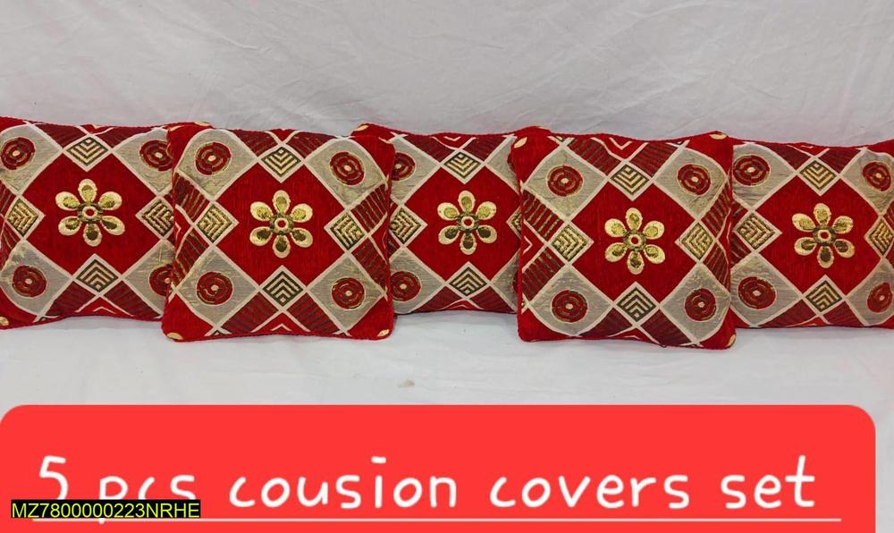 5 Pcs Velvet Jacquard Printed Cushion Cover -