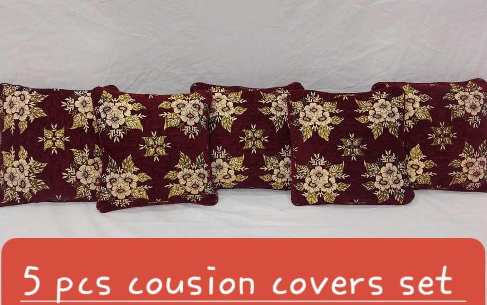5 Pcs Velvet Jacquard Printed Cushion Cover -