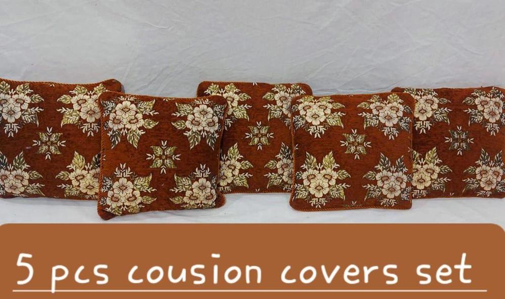 5 Pcs Velvet Jacquard Printed Cushion Cover -