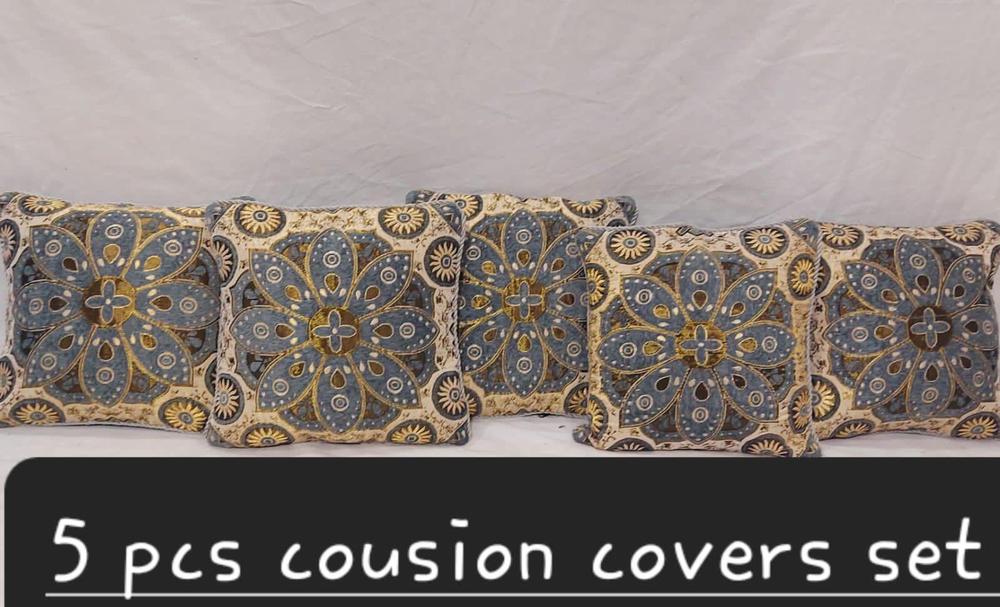 5 Pcs Velvet Jacquard Printed Cushion Cover -