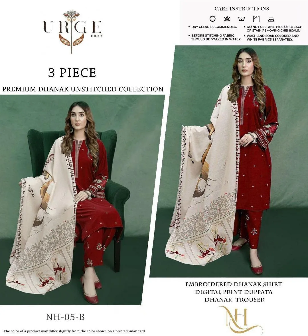 3 Pcs Women's Unstitched Embroidered Suit