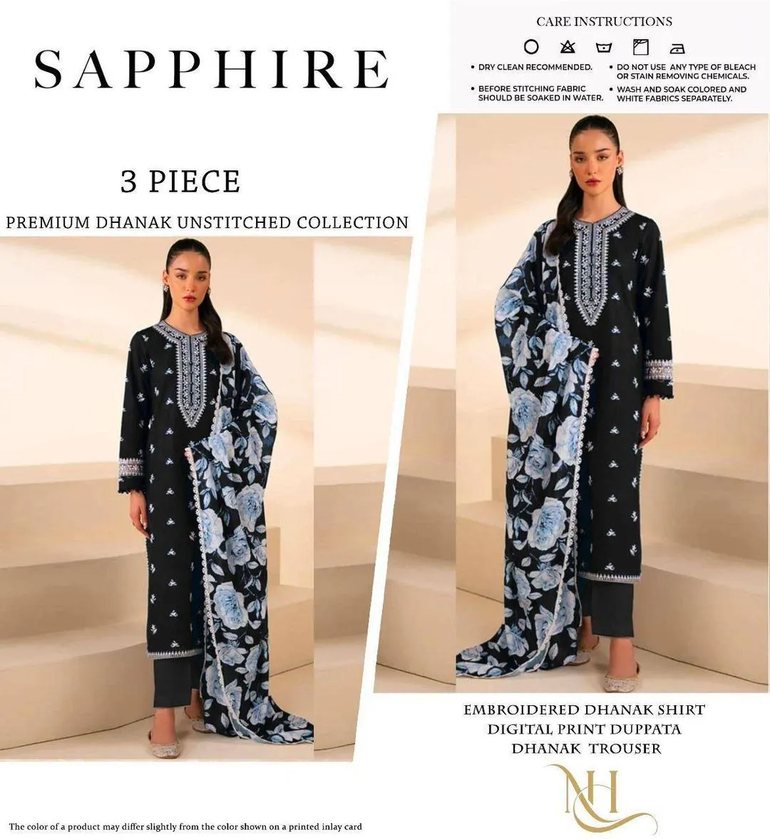 3 Pcs Women's Unstitched Embroidered Suit