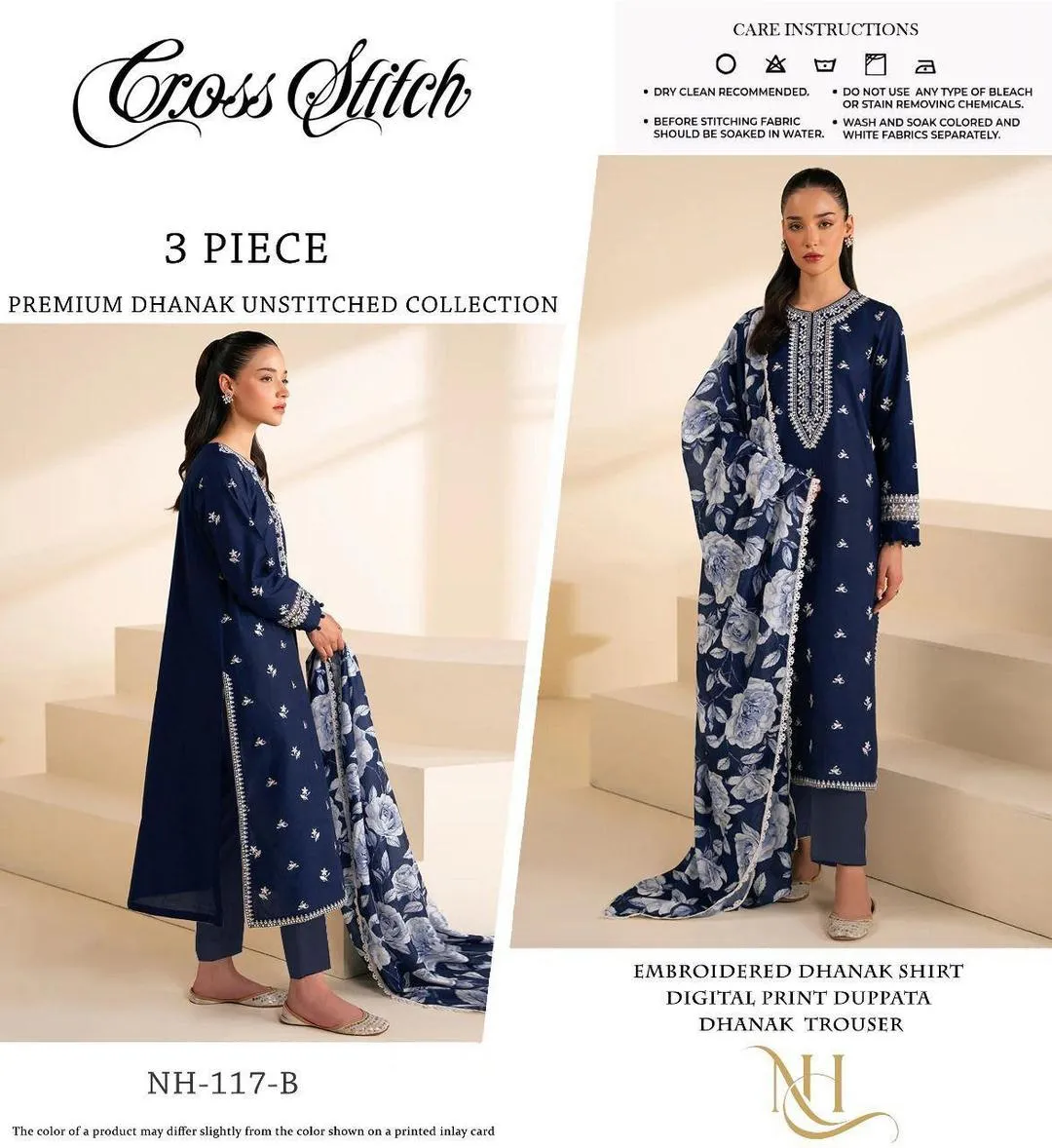 3 Pcs Women's Unstitched Embroidered Suit