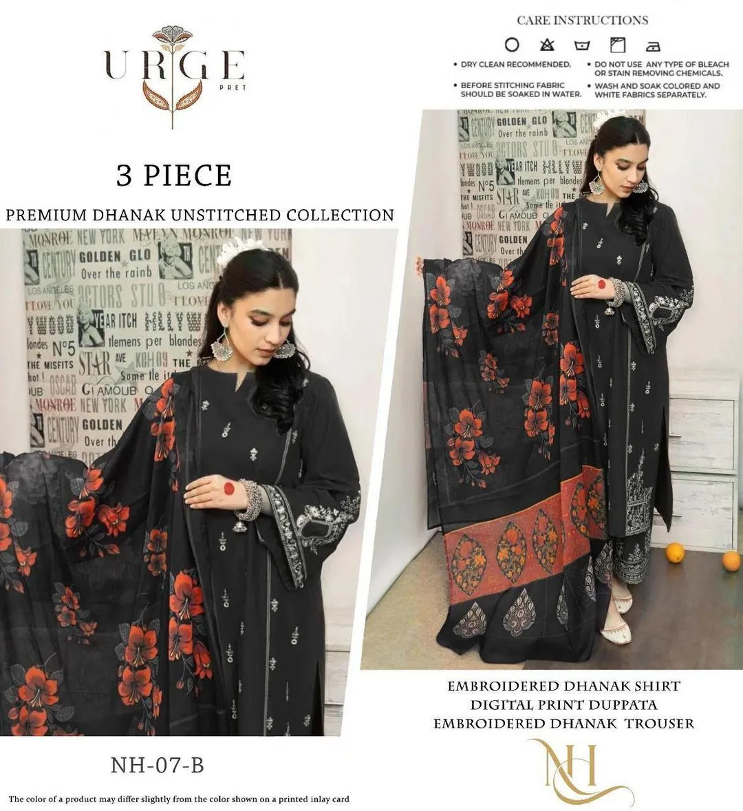 3 Pcs Women's Unstitched Embroidered Suit