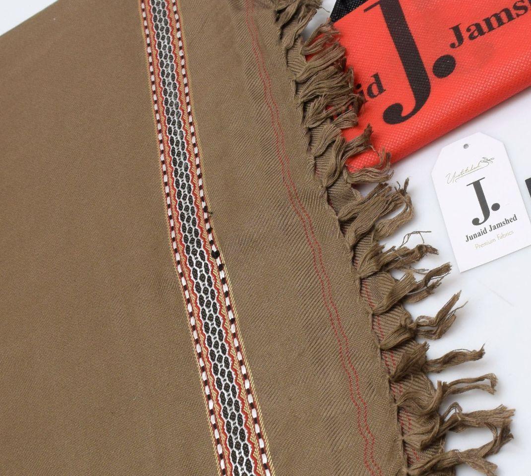 Elegant Embroidered Wool Shawl - 1 Pc Brown