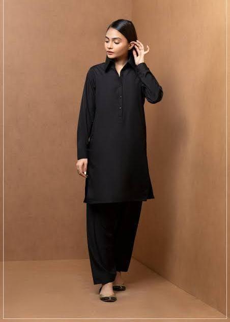 2 Pcs Women's Unstitched Plain Suit