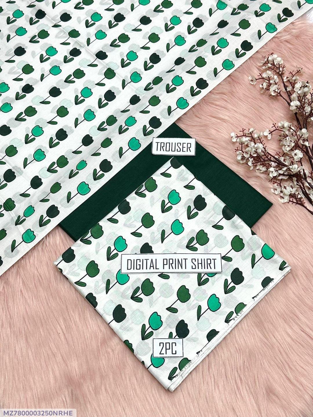 2 Pcs Women's Unstitched Printed Suit