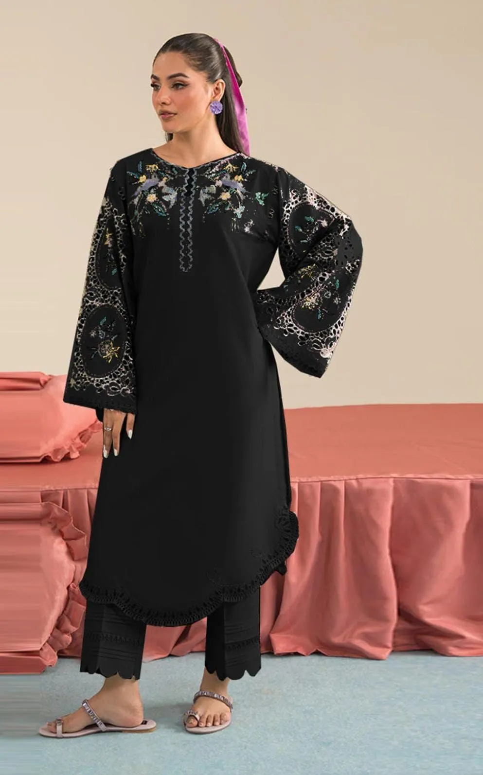 2 Pcs Women's Unstitched Embroidered Suit