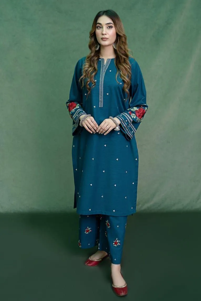 2 Pcs Women's Unstitched Embroidered Suit