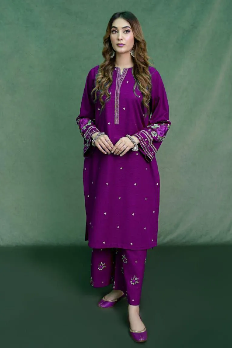 2 Pcs Women's Unstitched Embroidered Suit