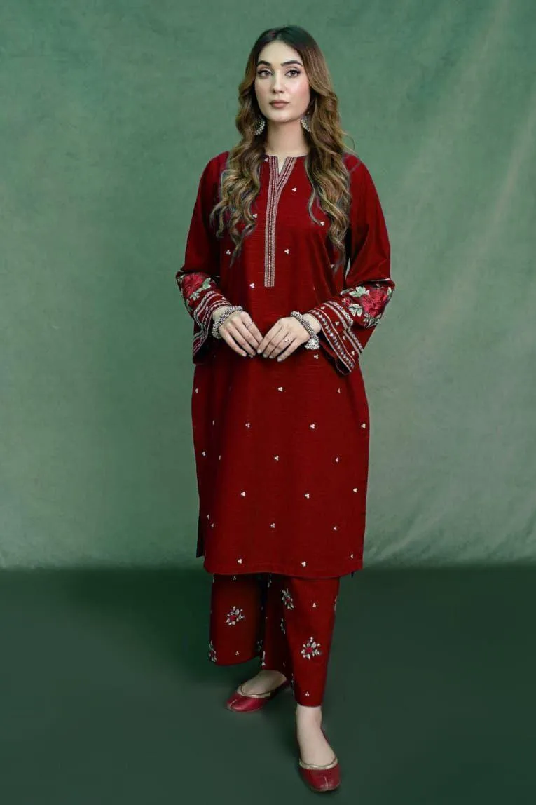 2 Pcs Women's Unstitched Embroidered Suit