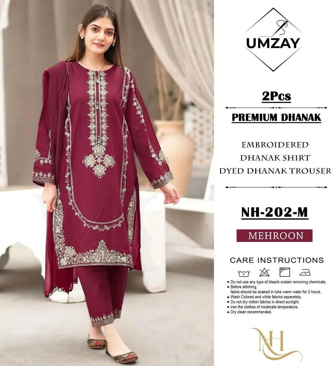 2 Pcs Women's Unstitched Embroidered Suit