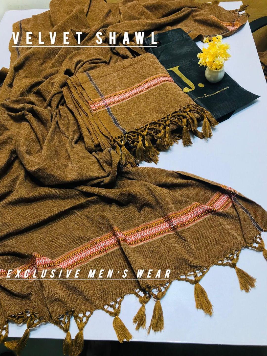 Luxurious Golden Velvet Shawl - Plain Design, Perfect for Any Occasion