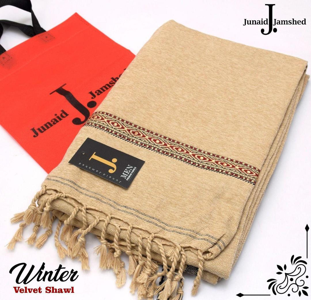 Luxurious Velvet Plain Shawl - Beige - 1 Pc