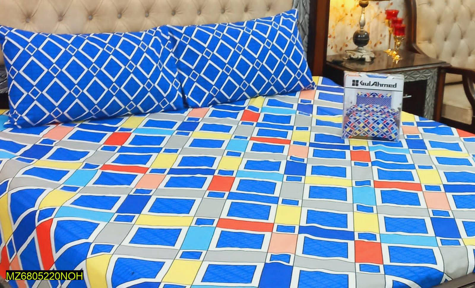 3 Pcs Cotton Printed Double Bedsheet