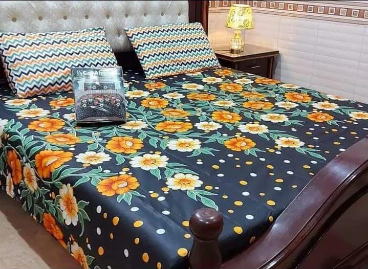 3 Pcs Printed Double Bed Sheets